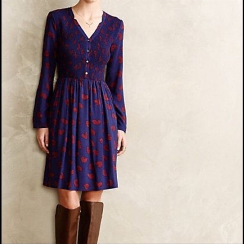 Anthropologie Maeve Heart Print Dress XL